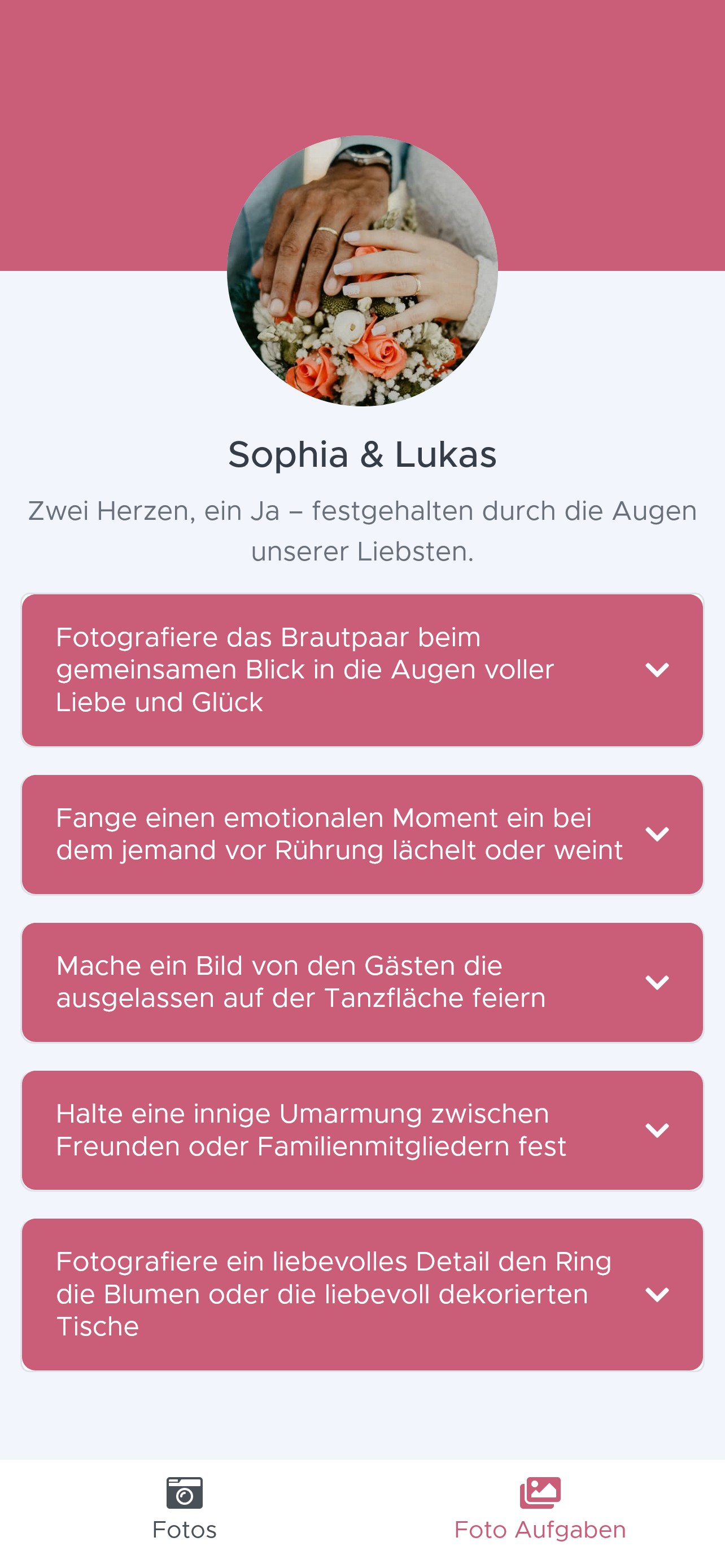 Fotoaufgaben innerhalb eines EventSigns Events